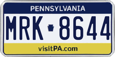 PA license plate MRK8644