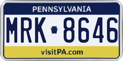 PA license plate MRK8646