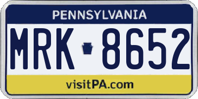 PA license plate MRK8652
