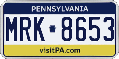PA license plate MRK8653