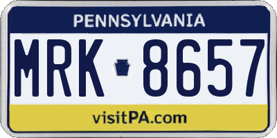 PA license plate MRK8657