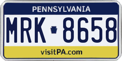 PA license plate MRK8658