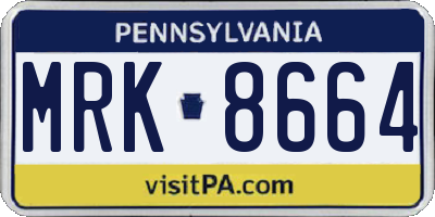 PA license plate MRK8664