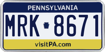PA license plate MRK8671