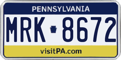 PA license plate MRK8672