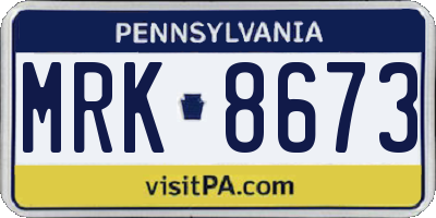 PA license plate MRK8673