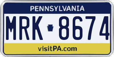 PA license plate MRK8674