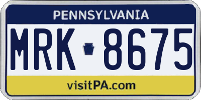 PA license plate MRK8675