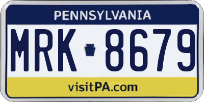PA license plate MRK8679
