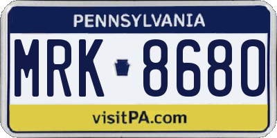 PA license plate MRK8680