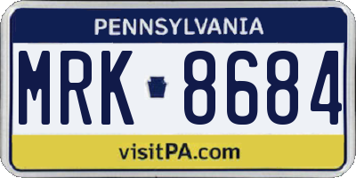 PA license plate MRK8684