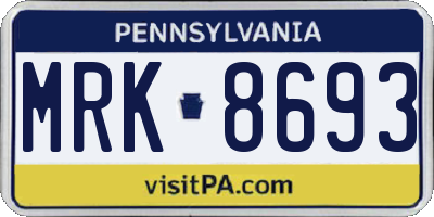 PA license plate MRK8693