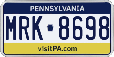 PA license plate MRK8698