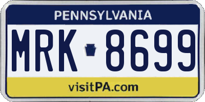 PA license plate MRK8699