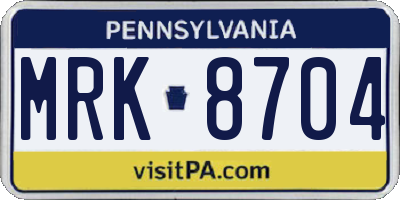 PA license plate MRK8704