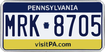 PA license plate MRK8705