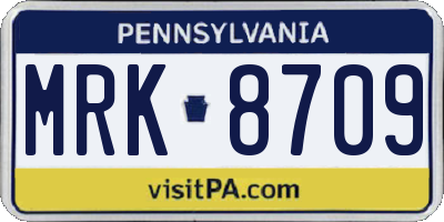 PA license plate MRK8709