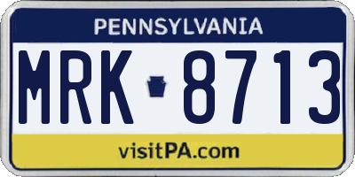 PA license plate MRK8713