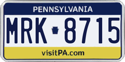 PA license plate MRK8715