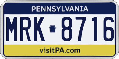 PA license plate MRK8716