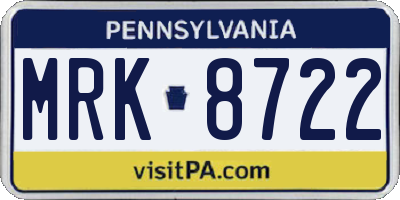 PA license plate MRK8722