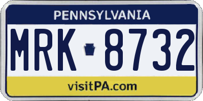 PA license plate MRK8732