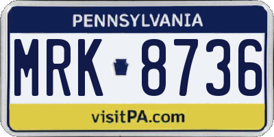 PA license plate MRK8736