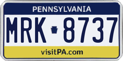 PA license plate MRK8737