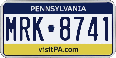 PA license plate MRK8741