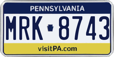 PA license plate MRK8743