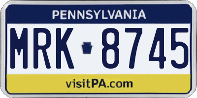 PA license plate MRK8745