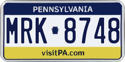 PA license plate MRK8748