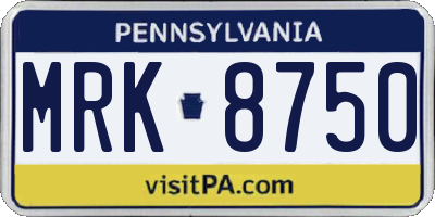 PA license plate MRK8750