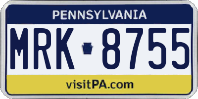 PA license plate MRK8755