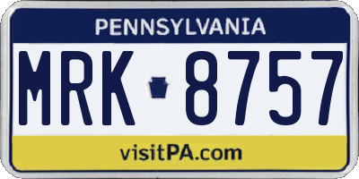 PA license plate MRK8757