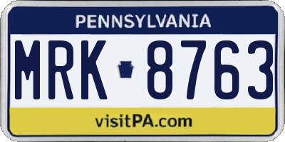 PA license plate MRK8763
