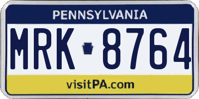 PA license plate MRK8764