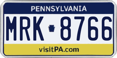 PA license plate MRK8766