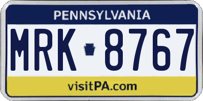 PA license plate MRK8767