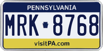 PA license plate MRK8768