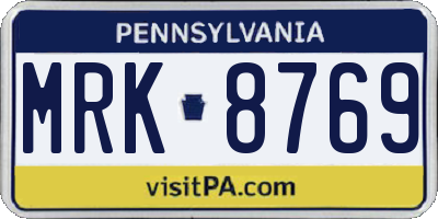 PA license plate MRK8769