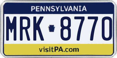 PA license plate MRK8770