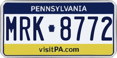 PA license plate MRK8772