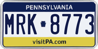 PA license plate MRK8773