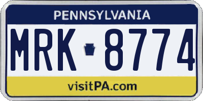 PA license plate MRK8774