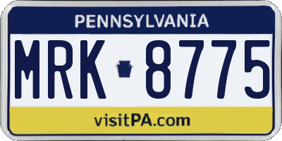 PA license plate MRK8775