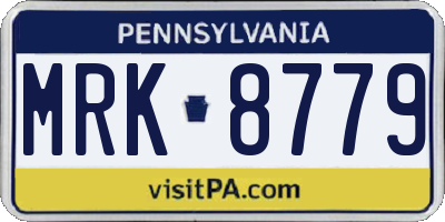 PA license plate MRK8779