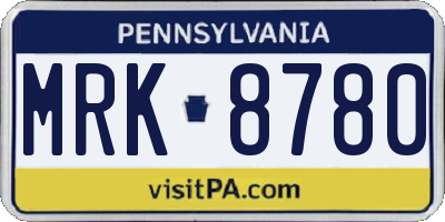 PA license plate MRK8780