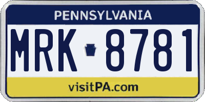 PA license plate MRK8781