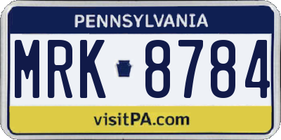 PA license plate MRK8784